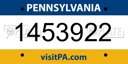 1453922 Pennsylvania License Plate