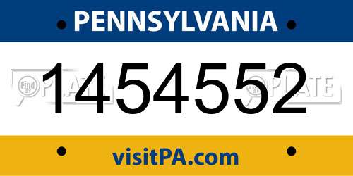 1454552 Pennsylvania License Plate