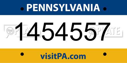 1454557 Pennsylvania License Plate