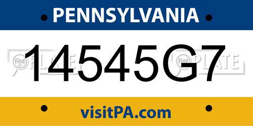 14545G7 Pennsylvania License Plate