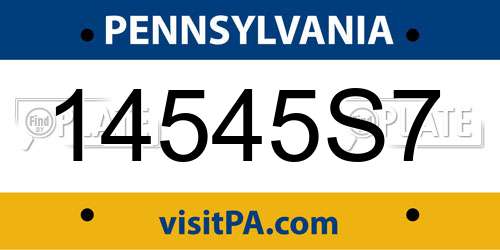 14545S7 Pennsylvania License Plate