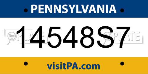 14548S7 Pennsylvania License Plate