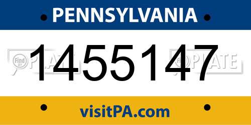 1455147 Pennsylvania License Plate