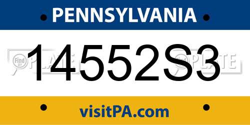 14552S3 Pennsylvania License Plate