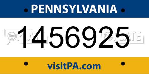 1456925 Pennsylvania License Plate