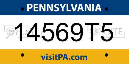 14569T5 Pennsylvania License Plate