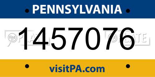 1457076 Pennsylvania License Plate