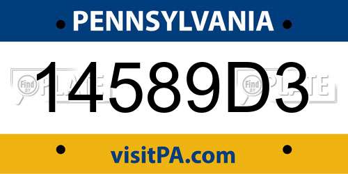 14589D3 Pennsylvania License Plate