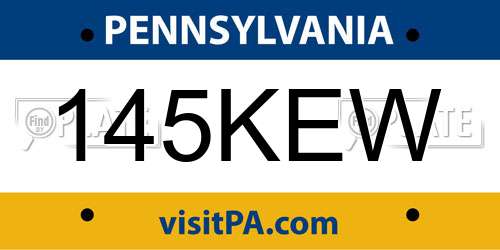 145KEW Pennsylvania License Plate