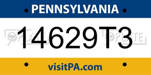 14629T3 Pennsylvania License Plate