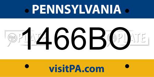1466BO Pennsylvania License Plate