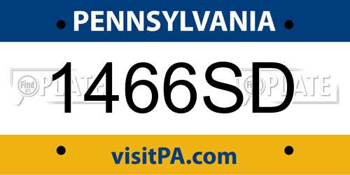 1466SD Pennsylvania License Plate