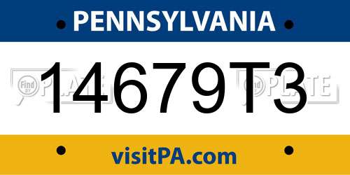 14679T3 Pennsylvania License Plate