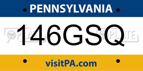 146GSQ Pennsylvania License Plate