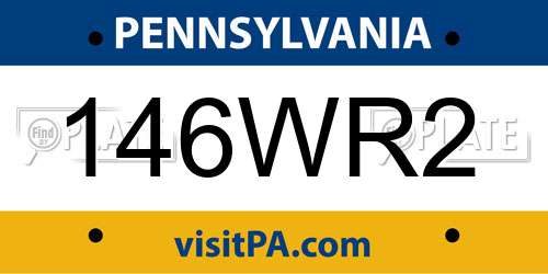 146WR2 Pennsylvania License Plate