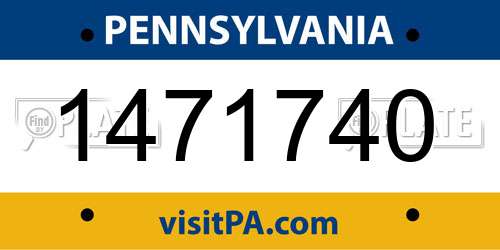 1471740 Pennsylvania License Plate