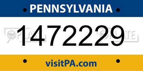 1472229 Pennsylvania License Plate