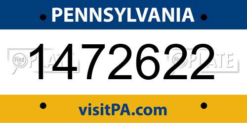 1472622 Pennsylvania License Plate