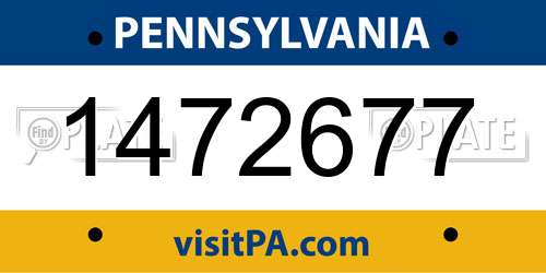1472677 Pennsylvania License Plate