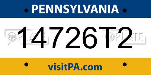 14726T2 Pennsylvania License Plate