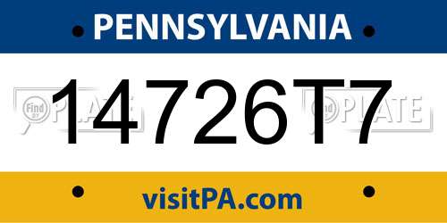 14726T7 Pennsylvania License Plate