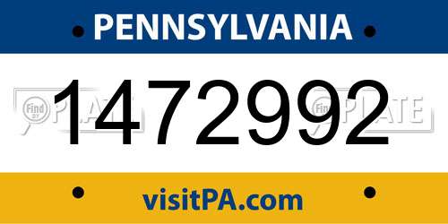 1472992 Pennsylvania License Plate
