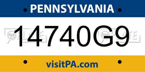 14740G9 Pennsylvania License Plate
