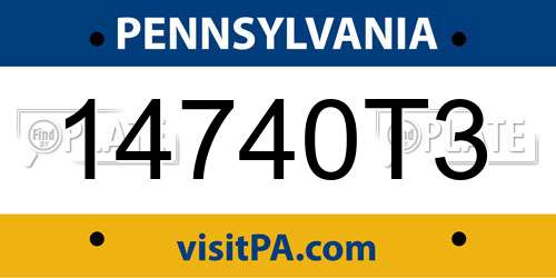 14740T3 Pennsylvania License Plate
