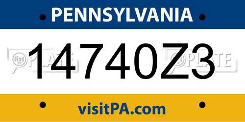 14740Z3 Pennsylvania License Plate