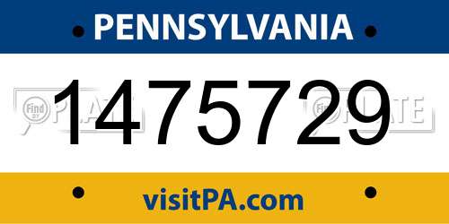 1475729 Pennsylvania License Plate