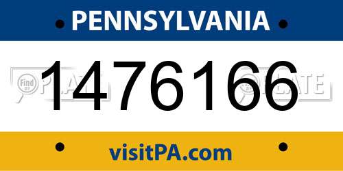 1476166 Pennsylvania License Plate