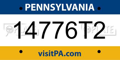 14776T2 Pennsylvania License Plate