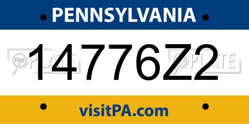 14776Z2 Pennsylvania License Plate