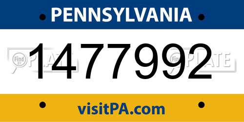 1477992 Pennsylvania License Plate