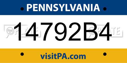 14792B4 Pennsylvania License Plate