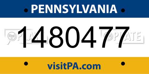 1480477 Pennsylvania License Plate