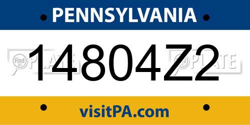 14804Z2 Pennsylvania License Plate