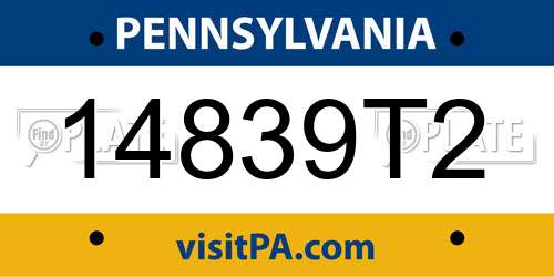 14839T2 Pennsylvania License Plate