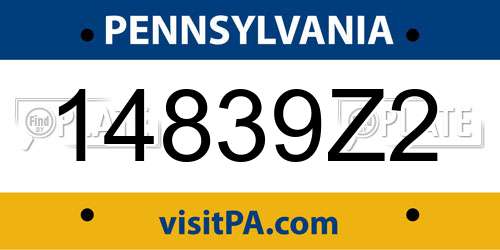 14839Z2 Pennsylvania License Plate