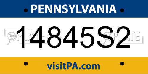 14845S2 Pennsylvania License Plate