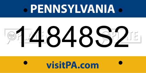 14848S2 Pennsylvania License Plate