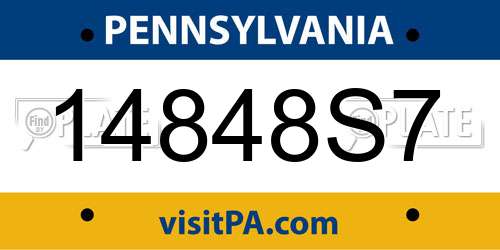 14848S7 Pennsylvania License Plate