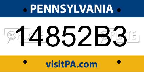 14852B3 Pennsylvania License Plate