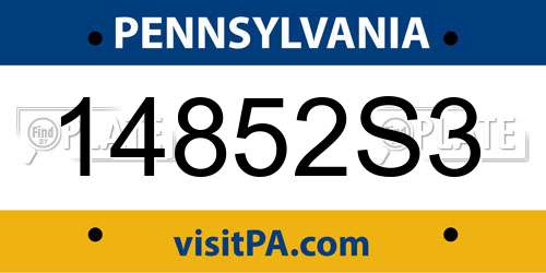 14852S3 Pennsylvania License Plate