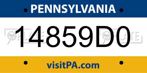 14859D0 Pennsylvania License Plate