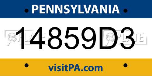 14859D3 Pennsylvania License Plate