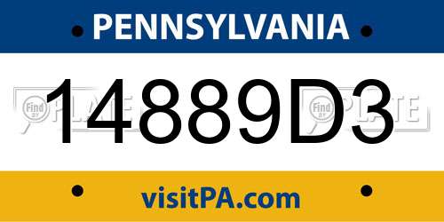 14889D3 Pennsylvania License Plate