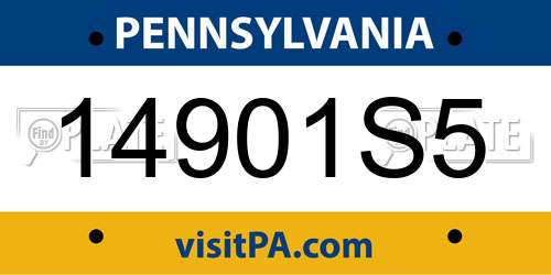 14901S5 Pennsylvania License Plate