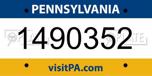 1490352 Pennsylvania License Plate