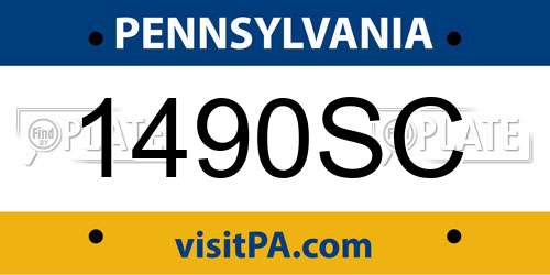 1490SC Pennsylvania License Plate